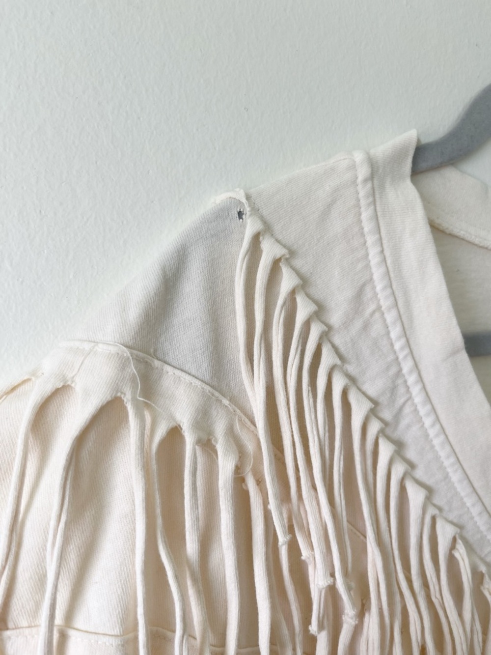 Fringe V-Neck Vintage Western Boho Festival Top in Cream - Picture 6 of 10